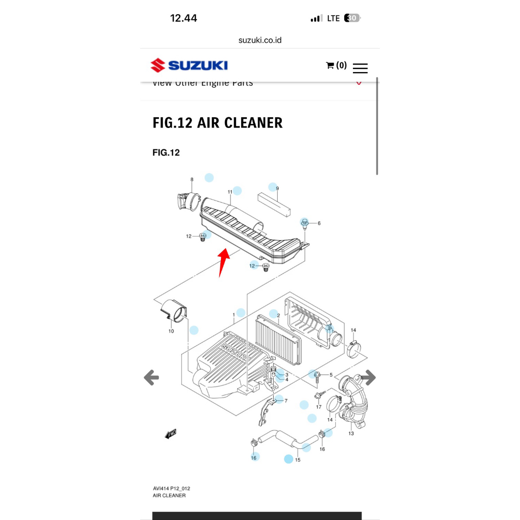 Pipa Filter Udara Suzuki Ertiga ori SGP
