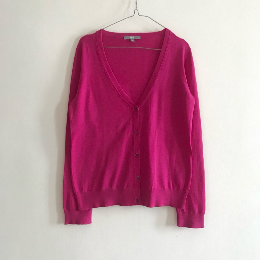 PRELOVED UNIQLO Cardigan - Pink Fuchsia