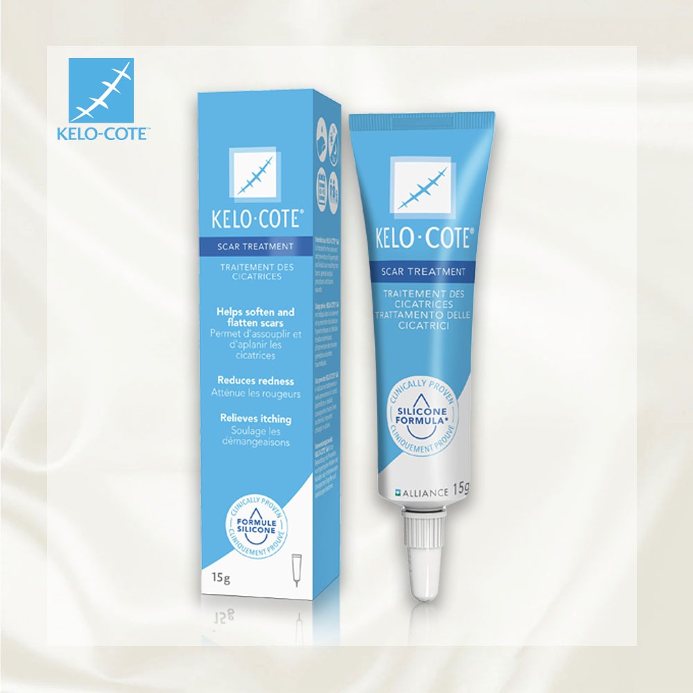 Kelo Cote Scar Gel 15g Original | Gel Penghilang Bekas Luka Operasi, Luka Bakar, Keloid & Stretch Ma