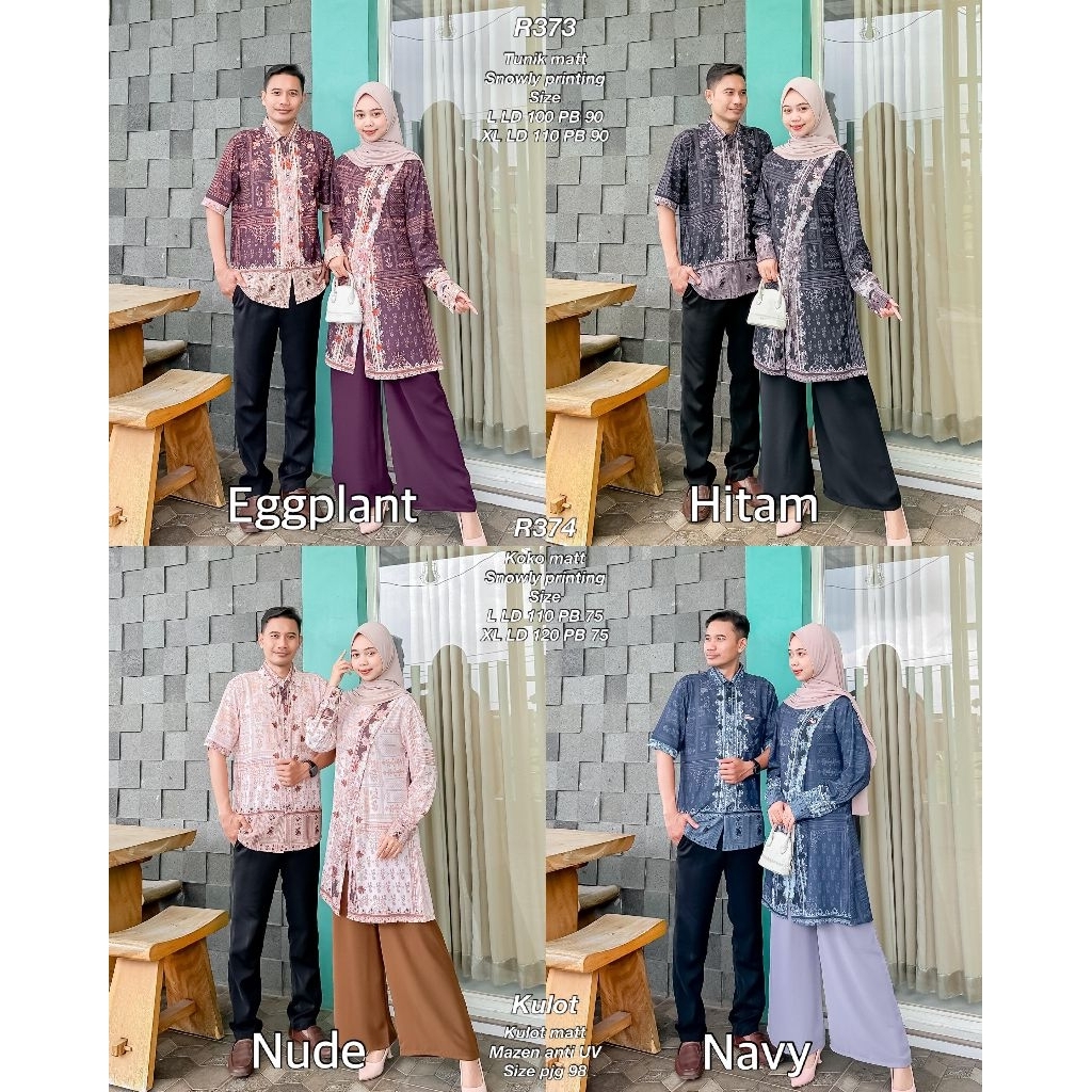 Ribyka R373 (Tunik) & R374 (Koko) Snowly Printing