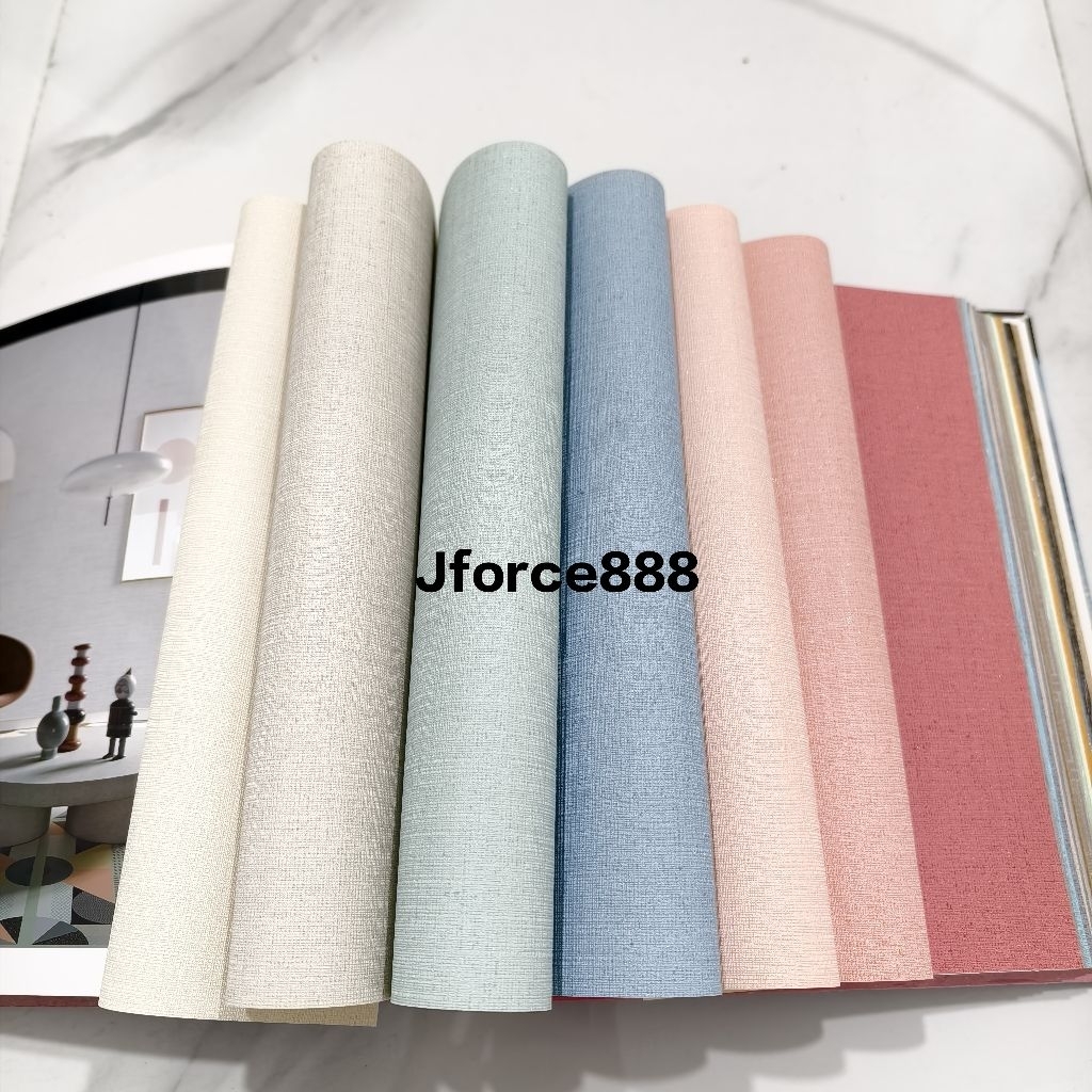 Wallpaper Motif Kain Polos Beragam Warna Abu Putih Biru Pink