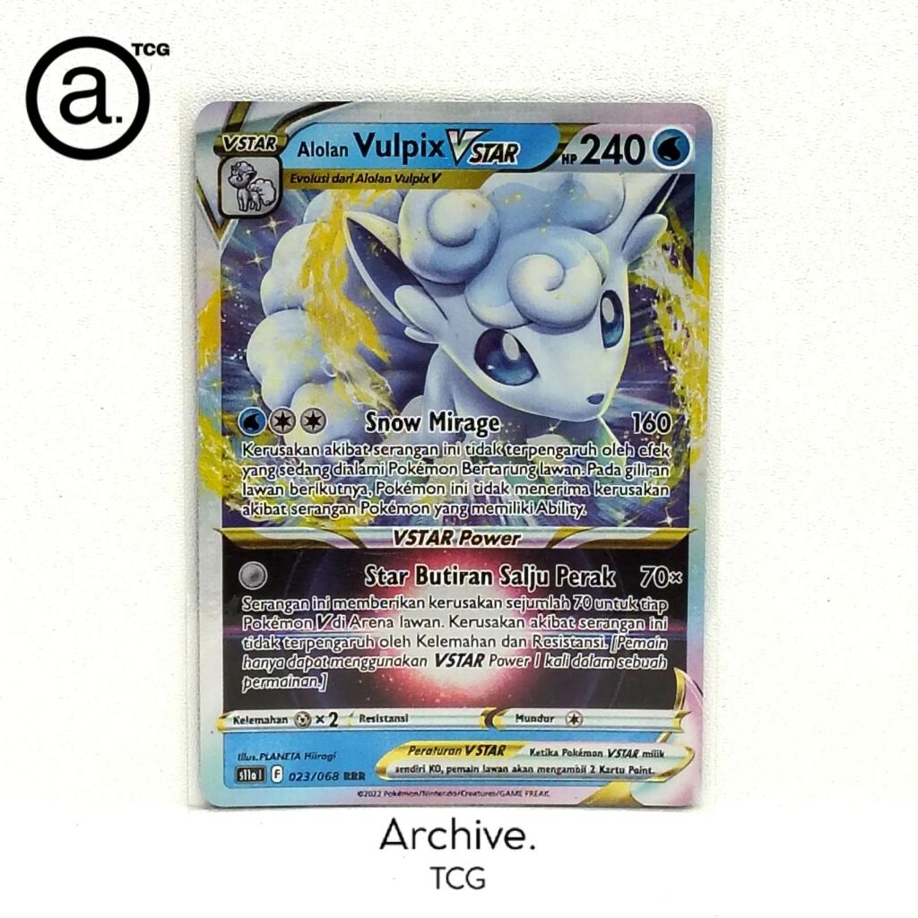 Alolan Vulpix Vstar (023/068) Pokemon Indonesia ~ Arkana Memuncak S11A
