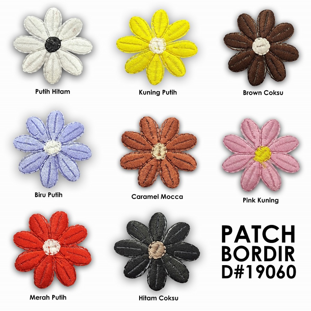 Patch Bordir / Kain Renda Bordir Motif Bunga Matahari Multicolor D#19060