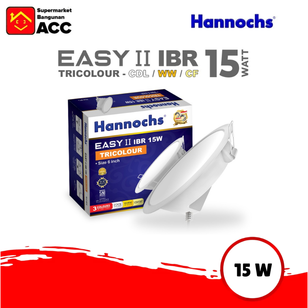 Lampu Downlight - Lampu Downlight Plafon - Downlight Plafon - Hannochs Downlight LED EASY II IBR 15W