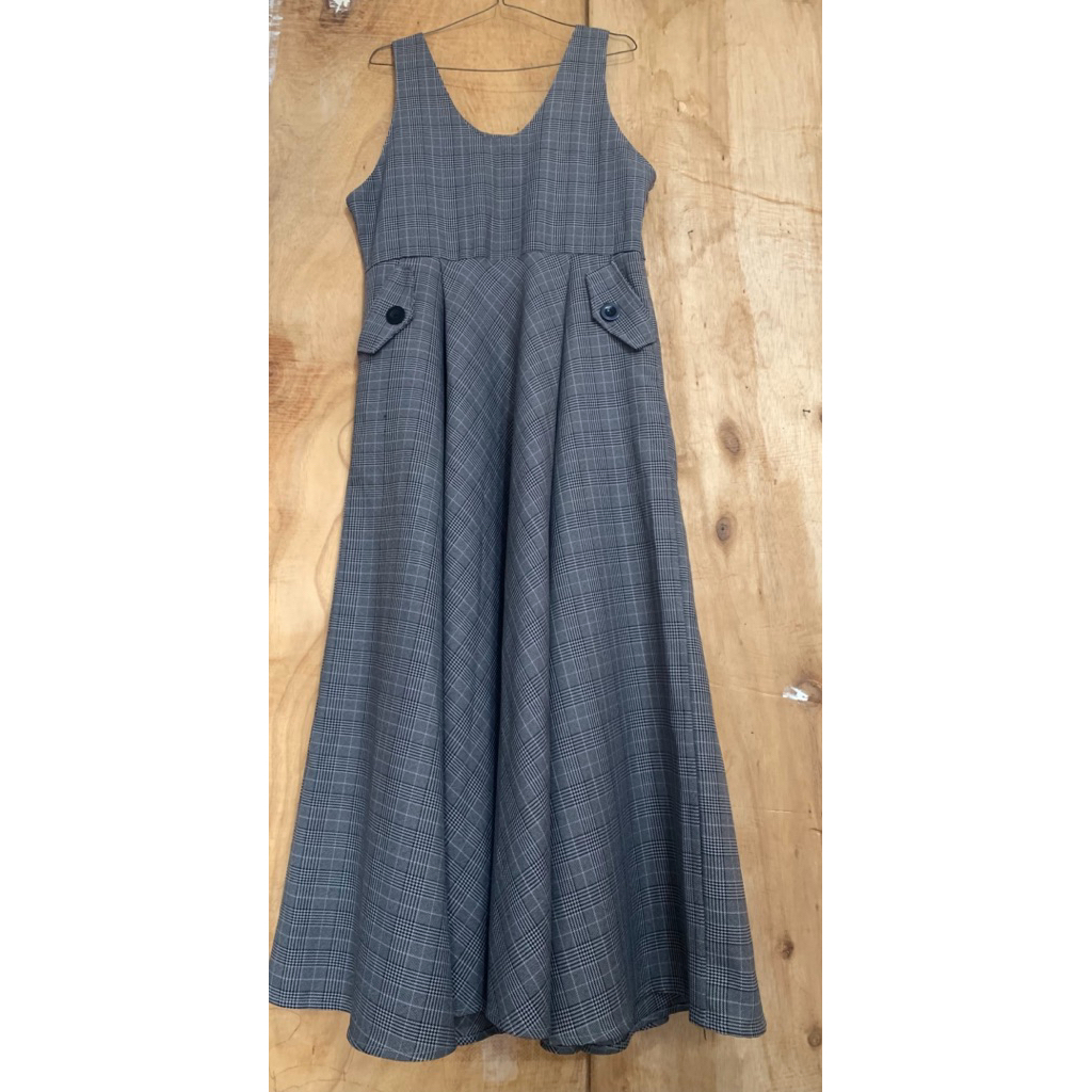 overall dress jumpsuit tartan super tebal