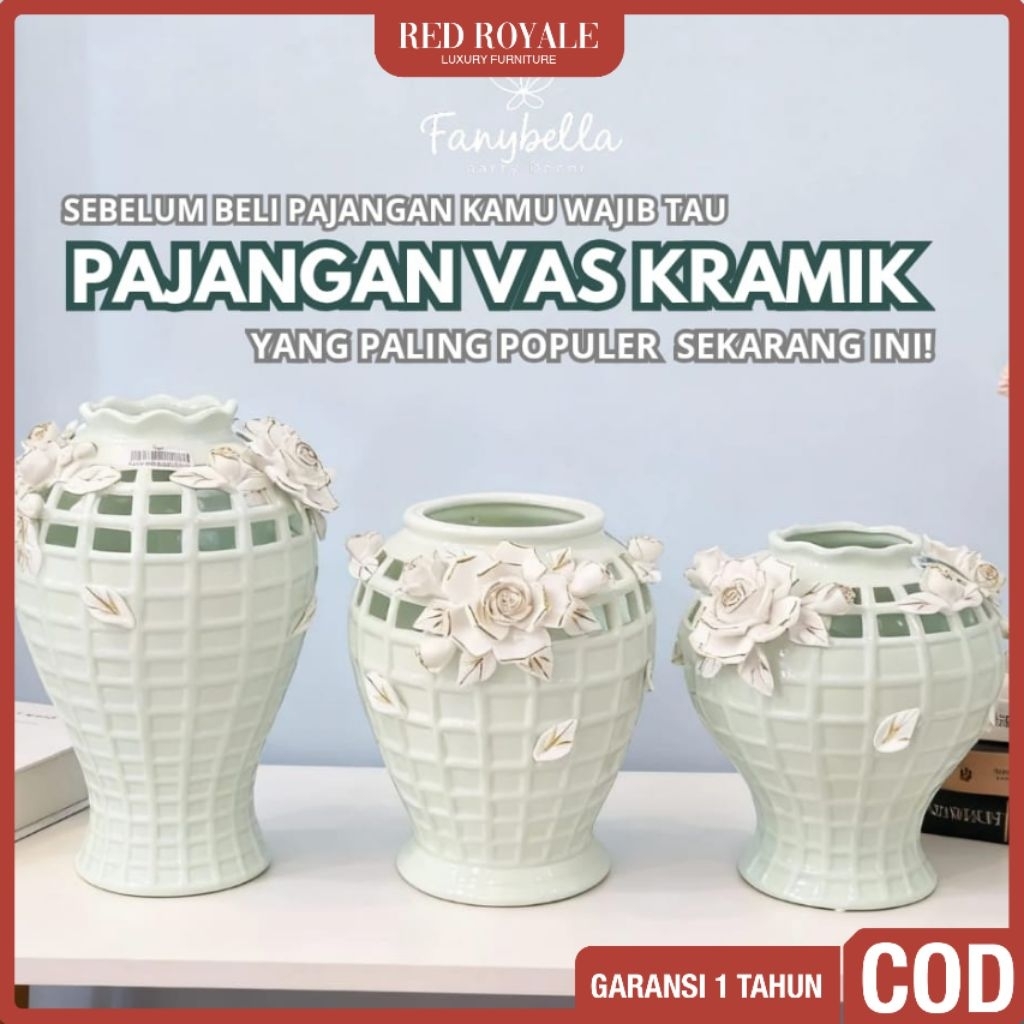 vas bunga keramik aesthetic dekorasi hiasan ruang tamu pajangan