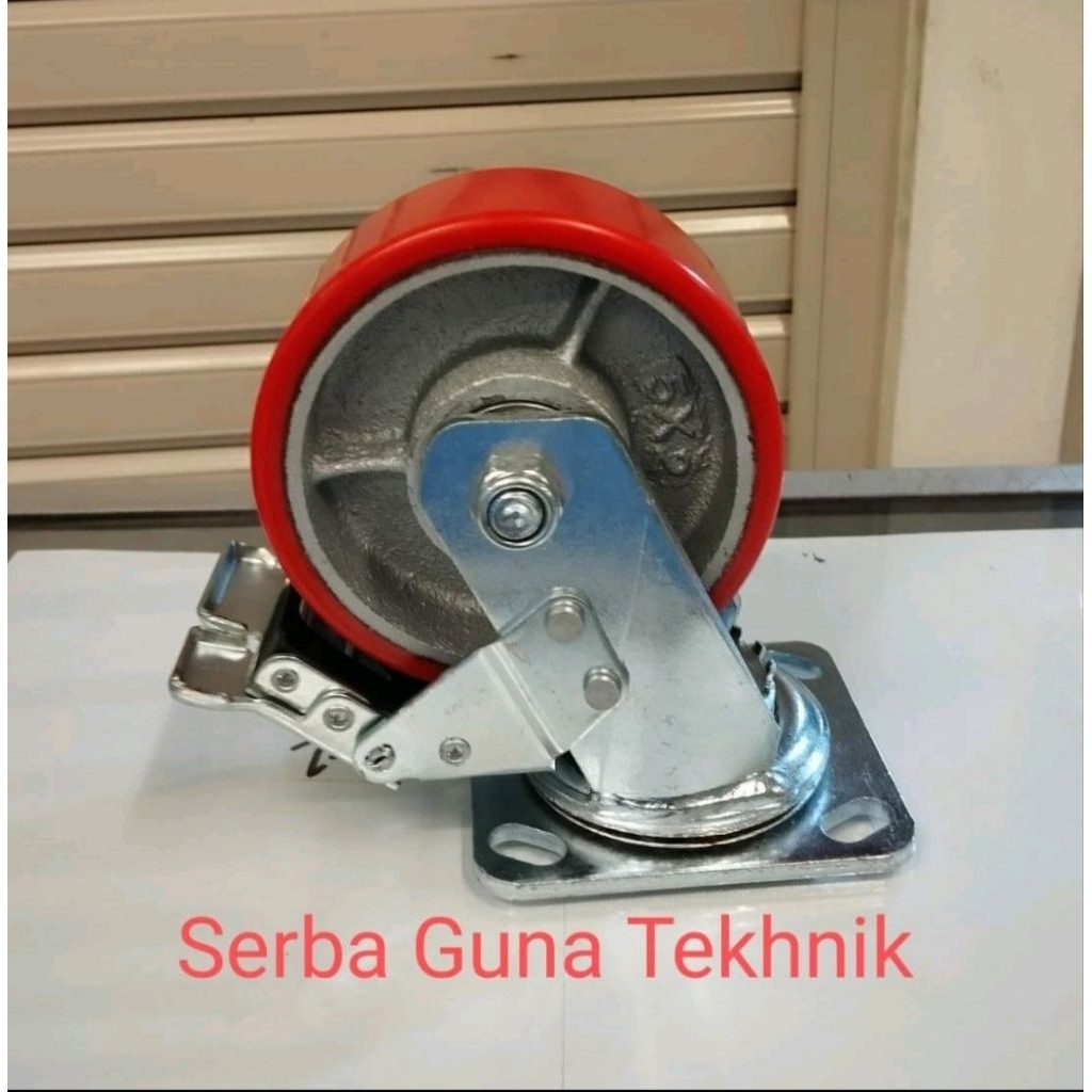 Roda PU RHJ TW 4" inch ( Plat REM ) Heavy Duty Caster Troley
