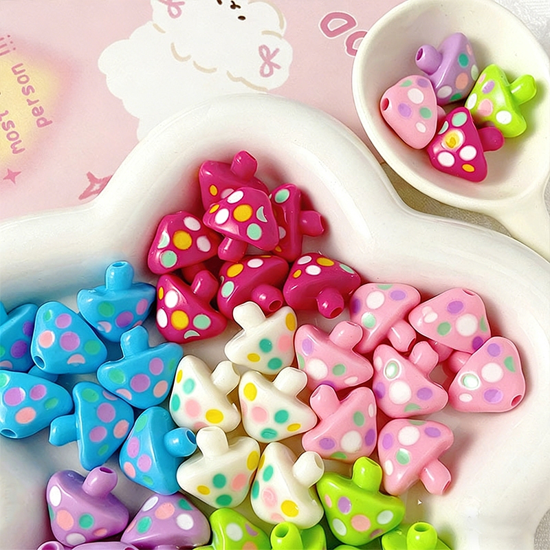 Manik-manik Akrilik Jamur Kecil Gaya Dopamin Berwarna-warni Aksesoris DIY Gantungan HP & Tas