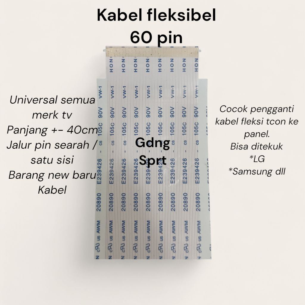 Kabel fleksibel 60 pin kabel panel tcon kabel flexibel kabel fleksi kabel flexi 60 pin jalur searah 