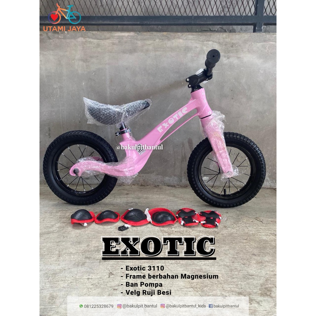 Pushbike Exotic Et 3110 ba pompa rangka magnesium | Sepeda keseimbangan tanpa pedal | Sepeda anak ta