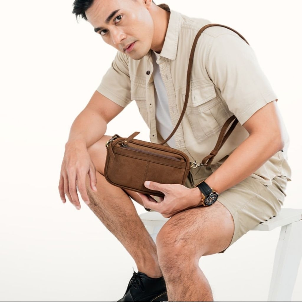 Kenes Leather Sling & Clutch Bag