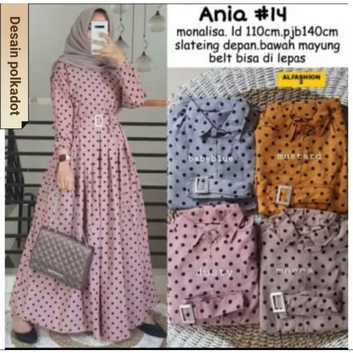Big Sale Gamis Wanita Motif Polkadot ll Gamis Monalisa Terlaris ll Gamis Polkadot Kekinian