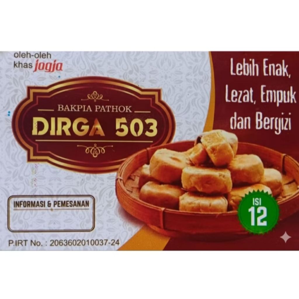 Ecer 12 Biji Bakpia Pathok DIRGA 503 Bakpia Basah Vakum Khas Jogja