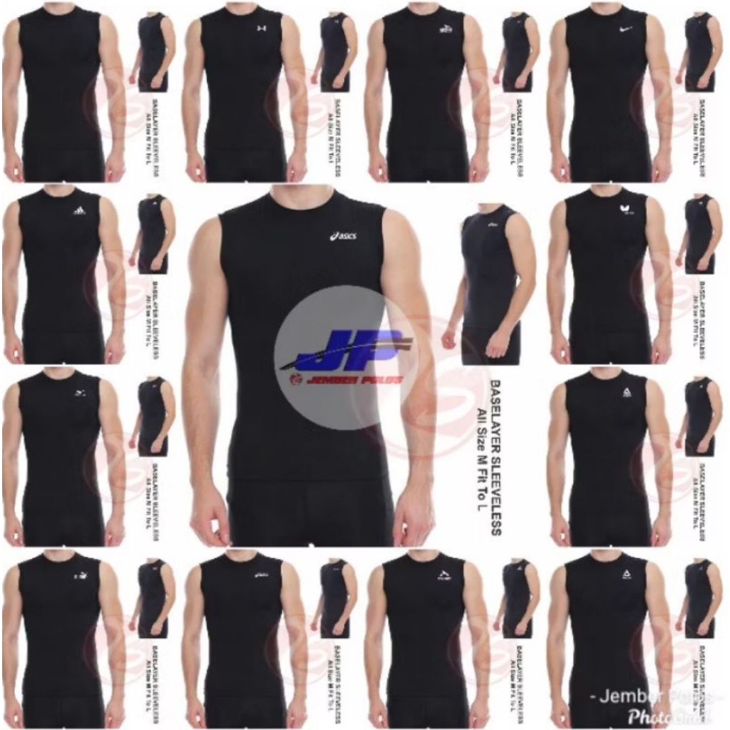 Singlet pria tanktop hitam putih kaos dalaman pria baselayer sleeve less kaos oblong lekbong Katun O
