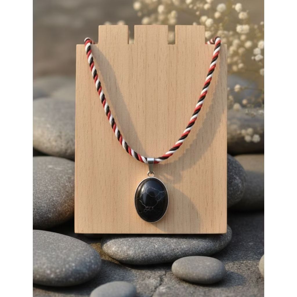 kalung tali trudatu batu akik rustam pirus hitam mesir