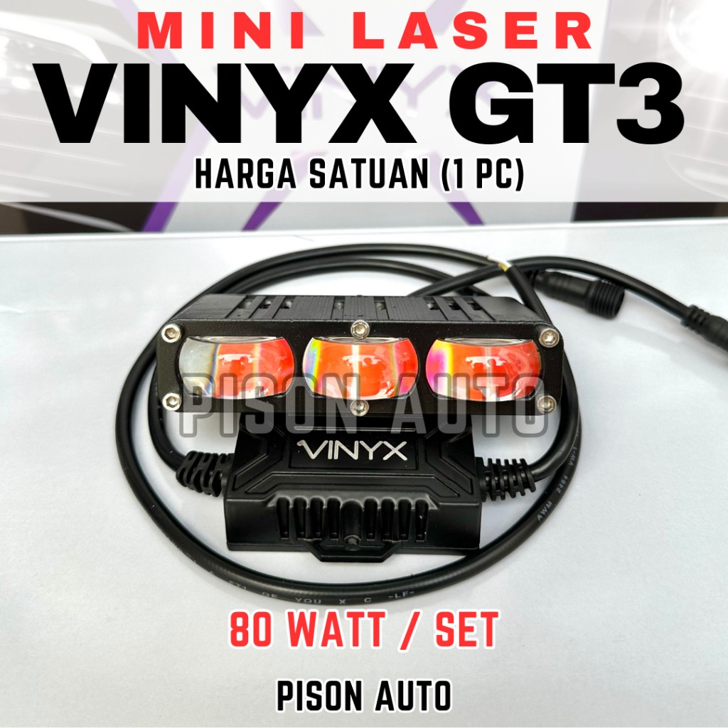 Mini Laser Vinyx GT3 Mini Projie Slim Lampu Tembak Lampu Sorot 3 Mata Mobil Motor