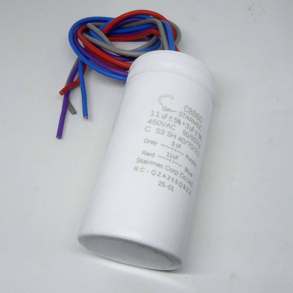 Kapasitor Mesin Cuci Sharp 2 Tabung 11uf+3uf CBB60