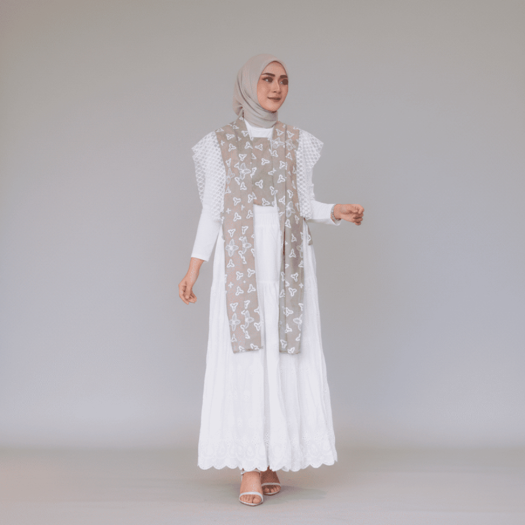 Long Vest Batik Elegan Wanita Aksen Brokat | Outer Rompi Vest Batik Panjang Wanita By gretta.ina