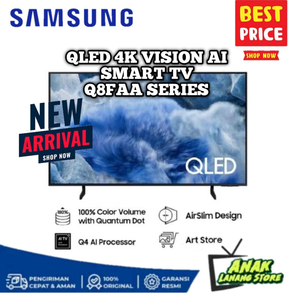 SAMSUNG QLED 4K 43 Inch QA43Q8FAA QLED Q8F 4K Vision AI Smart TV QA43Q8FAAKXXD