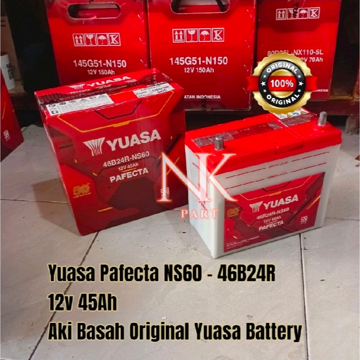 Aki Mobil Yuasa 46B24R NS60 Pafecta 45Ah Accu Basah Original YUASA