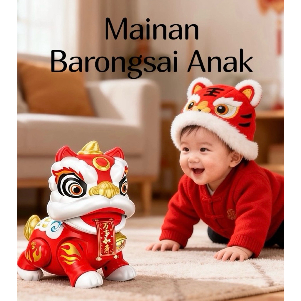 Mainan Anak Barongsai Baterei Imlek Bisa Musik & Lampu | Hiasan Dekorasi Imlek Tahun Baru Cina Rumah
