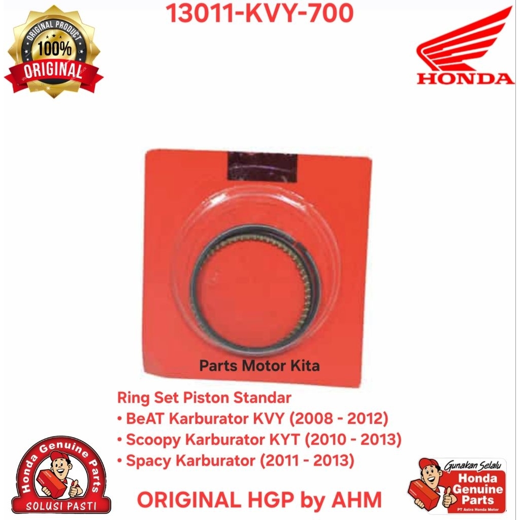 13011KVY700 Ring Set Piston Standar Ring Seher Honda BeAT Karburator KVY (2008 - 2012), Scoopy Karbu