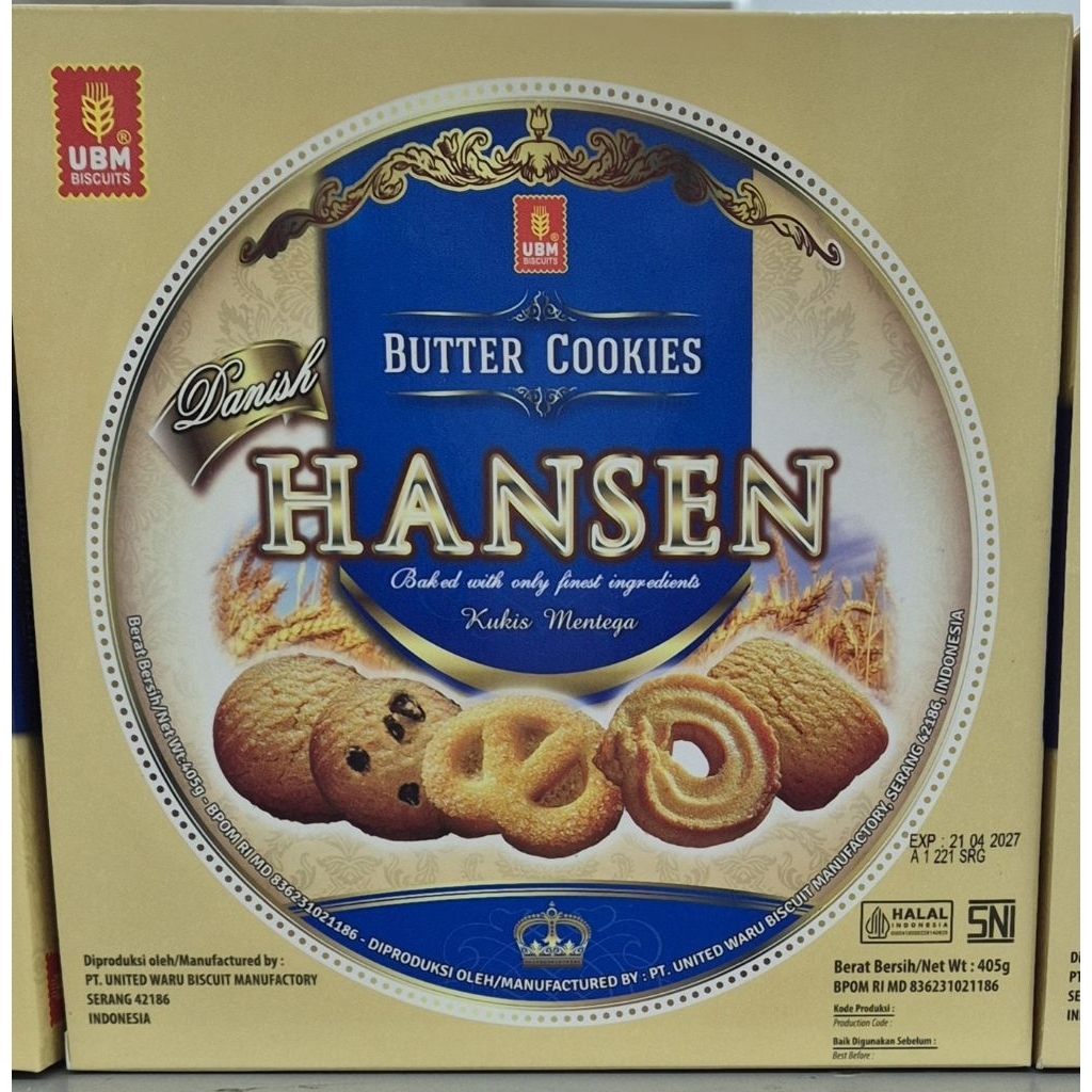 Biskuit Kukis Mentega UBM Hansen Butter Cookies 405g - HM-PC.