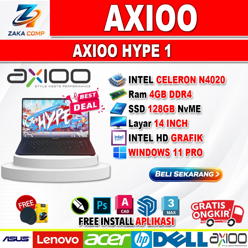 LAPTOP AXIOO MYBOOK HYPE 1 14 INTEL N4020 RAM 4GB SSD 128GB WINDOWS 11