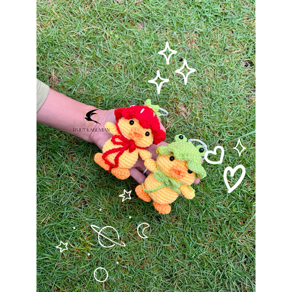 Amigurumi Duck With Hat Caracter/Keychain Duck Crochet