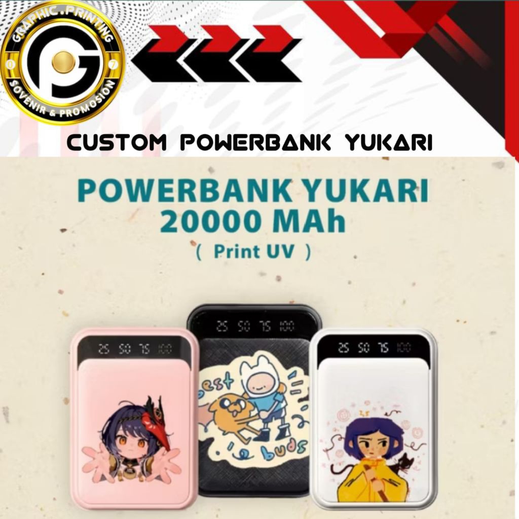 CUSTOM POWERBANK Yukari Viral Custom / Sovenir 20.000 mAh Print UV Full Colour