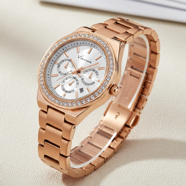 VIANOVA - Jam Tangan Wanita Rantai Anti Air 1235 Standard Jepang Jam Tangan Cewek