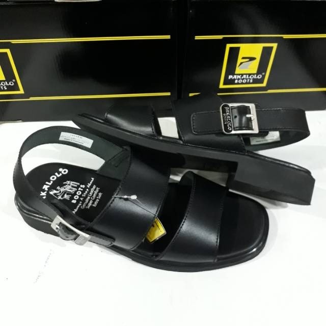 Ready Stok PAKALOLO Sepatu Sandal Pria Kulit Asli Tali Belakang Anti Slip Hitam 38-43