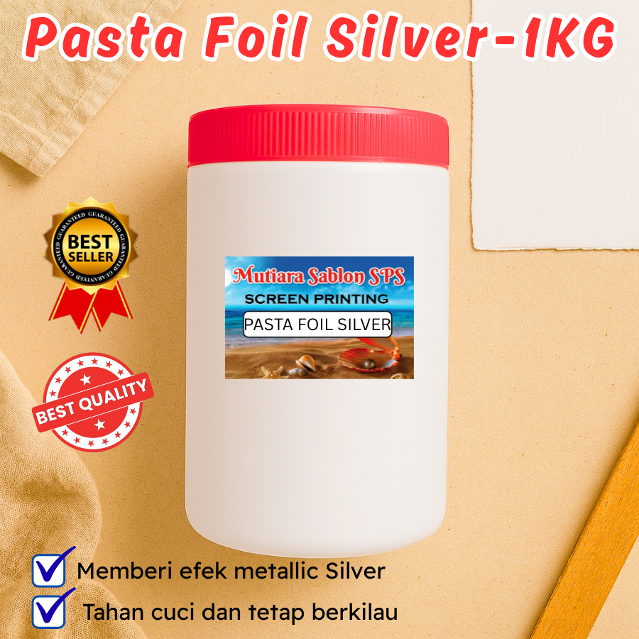 PASTA FOIL SILVER 1KG – Cat Sablon Efek Silver Metalik | Pasta Foil Rubber Warna Silver | Tinta Sabl