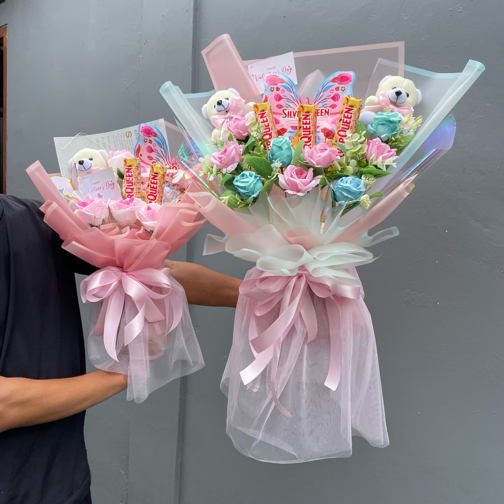 Buket valentine coklat silverqueen. kado valentine buket coklat