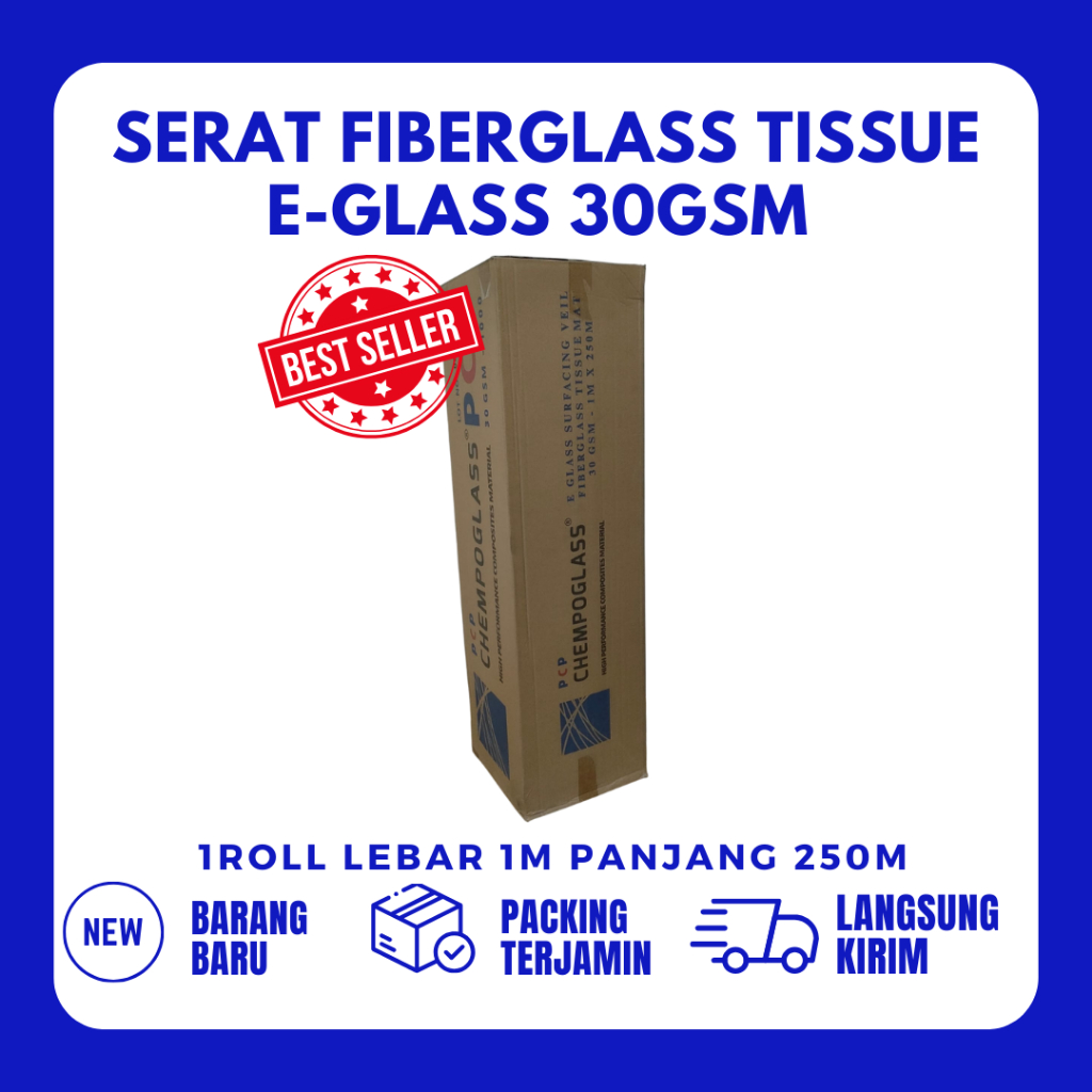 Serat mat tisu pelapis anti bocor - fiberglass mat tissue halus waterproofing - fiber tissue ROLL