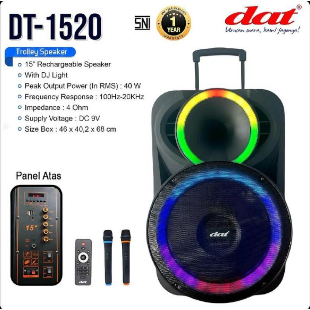 Speaker Portable DAT DT-1520 Bluetooth 15" Original