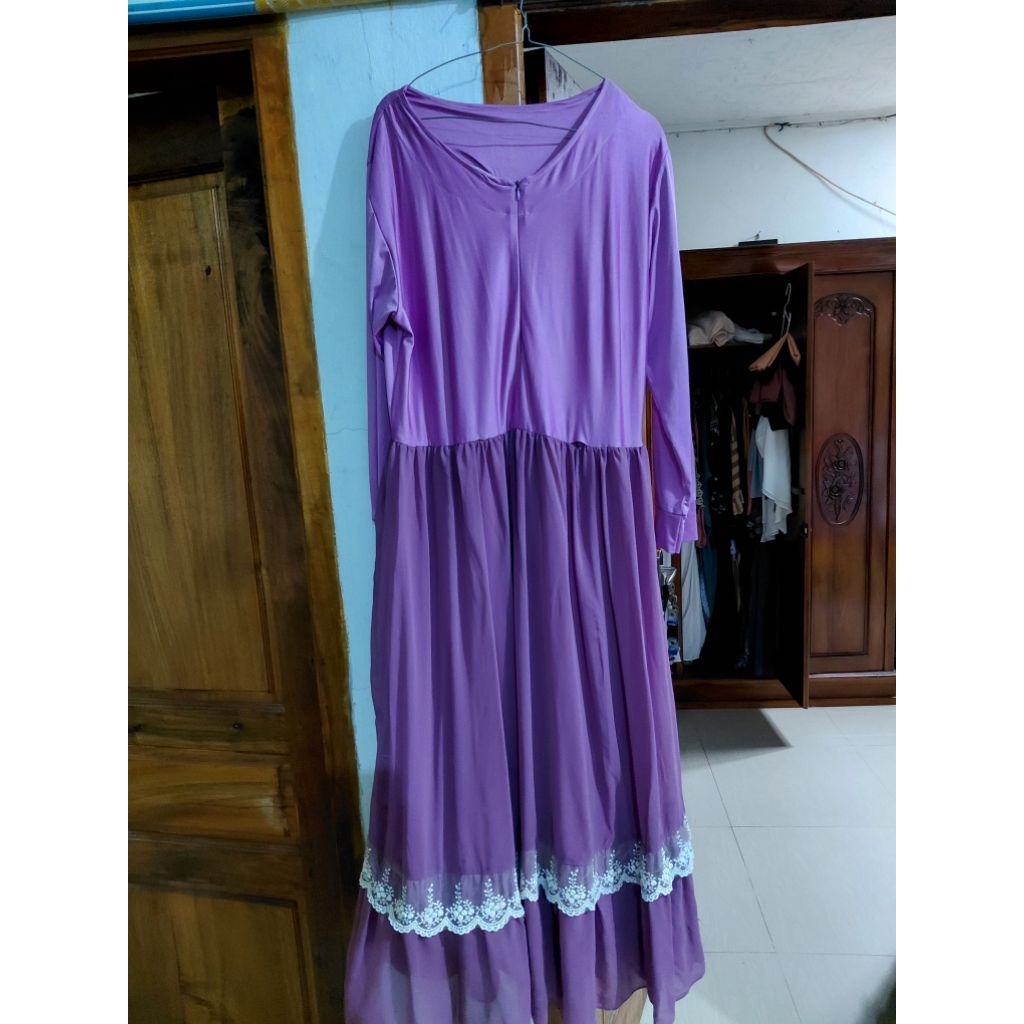 prelove gamis ibu set hijab bahan jersey halus mix bahan ceruty