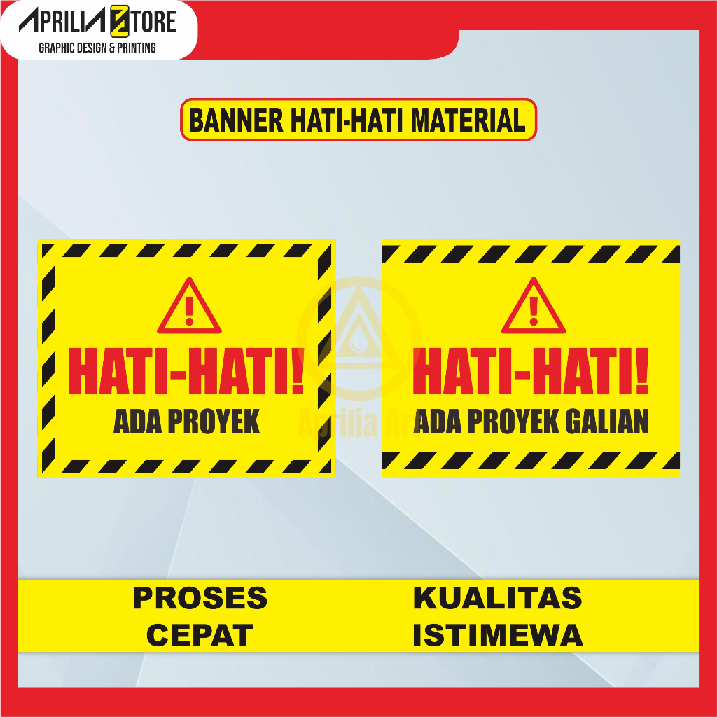 Spanduk Hati-Hati Ada Pekerjaan Proyek | Banner Peringatan Proyek | Bahan Flexy 280 GSM COD