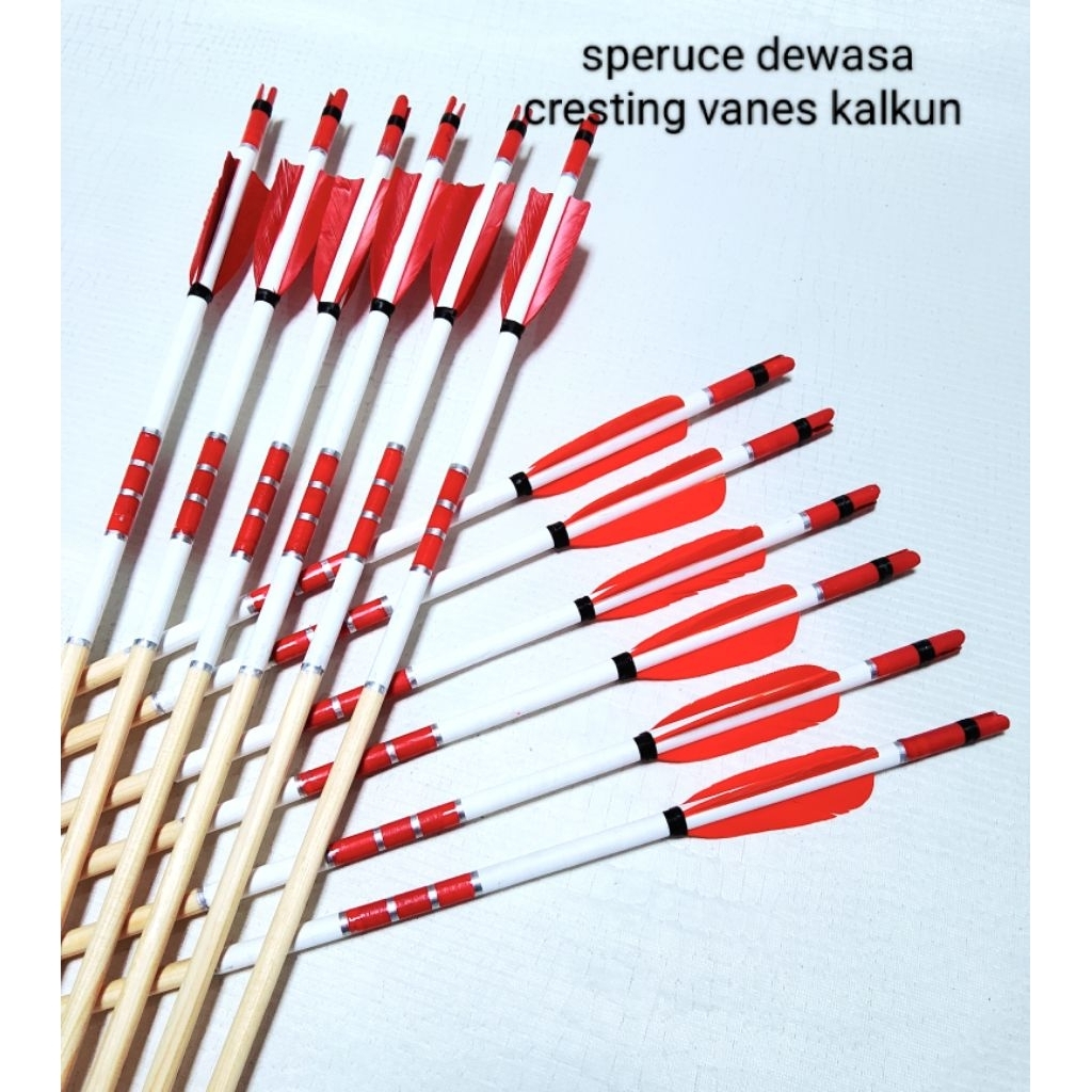 ARROW SPERUCE CRESTING DEWASA VANES KALKUN 3 INCHI / 6 PCS