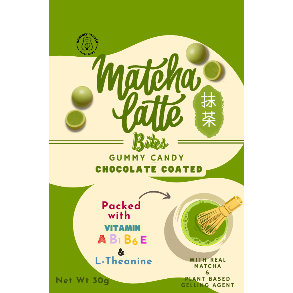 Bites Gummy Matcha Latte  (Chocolate Coated Gummy)