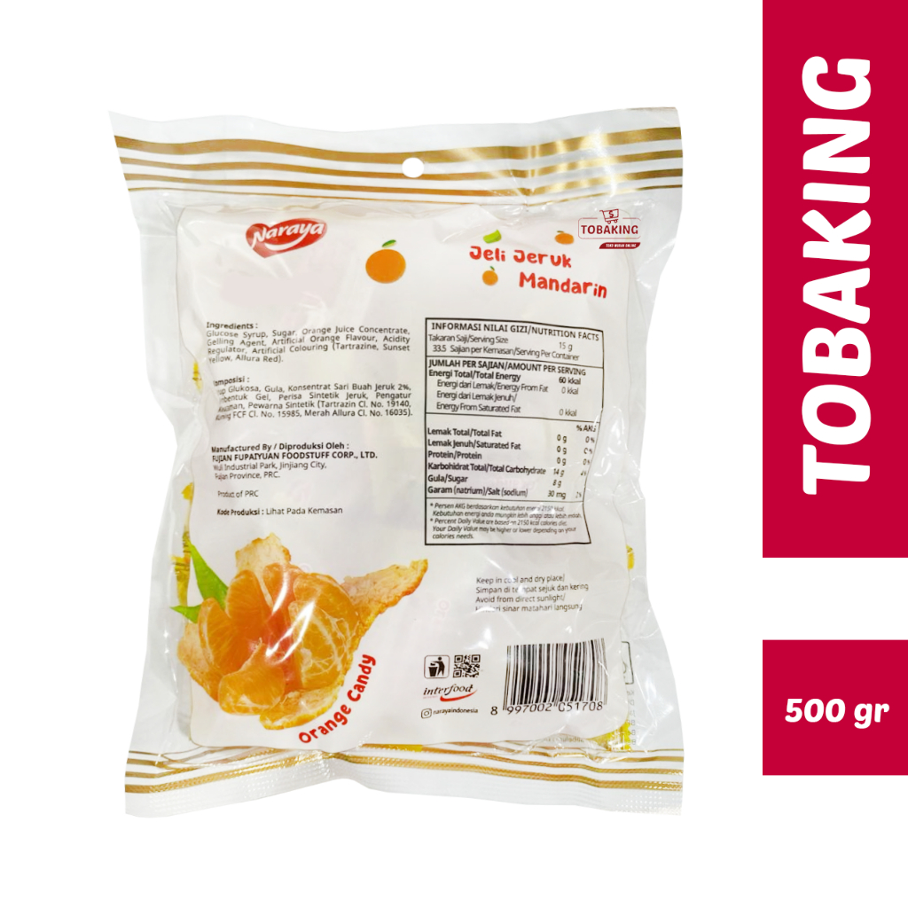 "" Naraya Jelly Jeruk Mandarin Orange 500gr HALAL