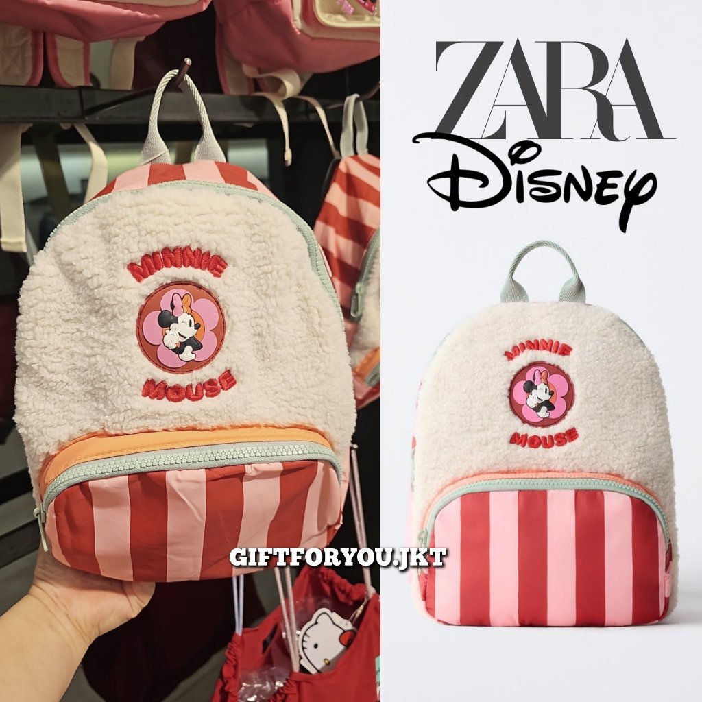 Zara Kid Tas Ransel Bulu Anak Perempuan Minnie Mouse Disney Figure Cartoon Kartun Film Movie Popular