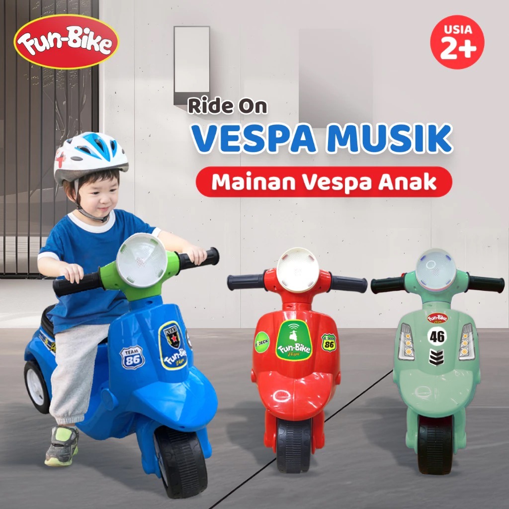 FUNBIKE VESPA MUSIK Vespa Duduk Sepeda Balance Bike Anak Lucu Minibike Sepeda Anak Roda Dua Sepeda V