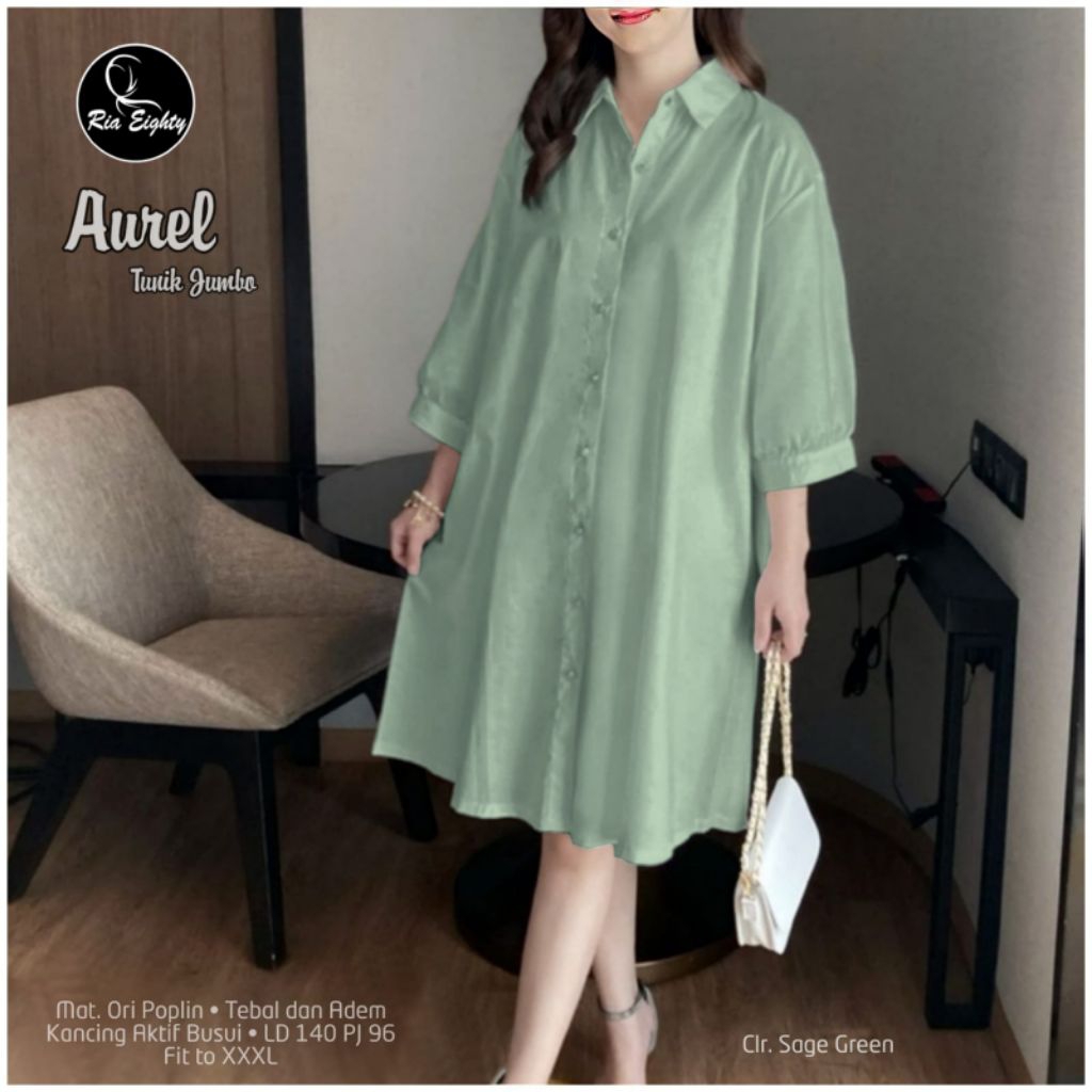 Aurel tunik jumbo sage green