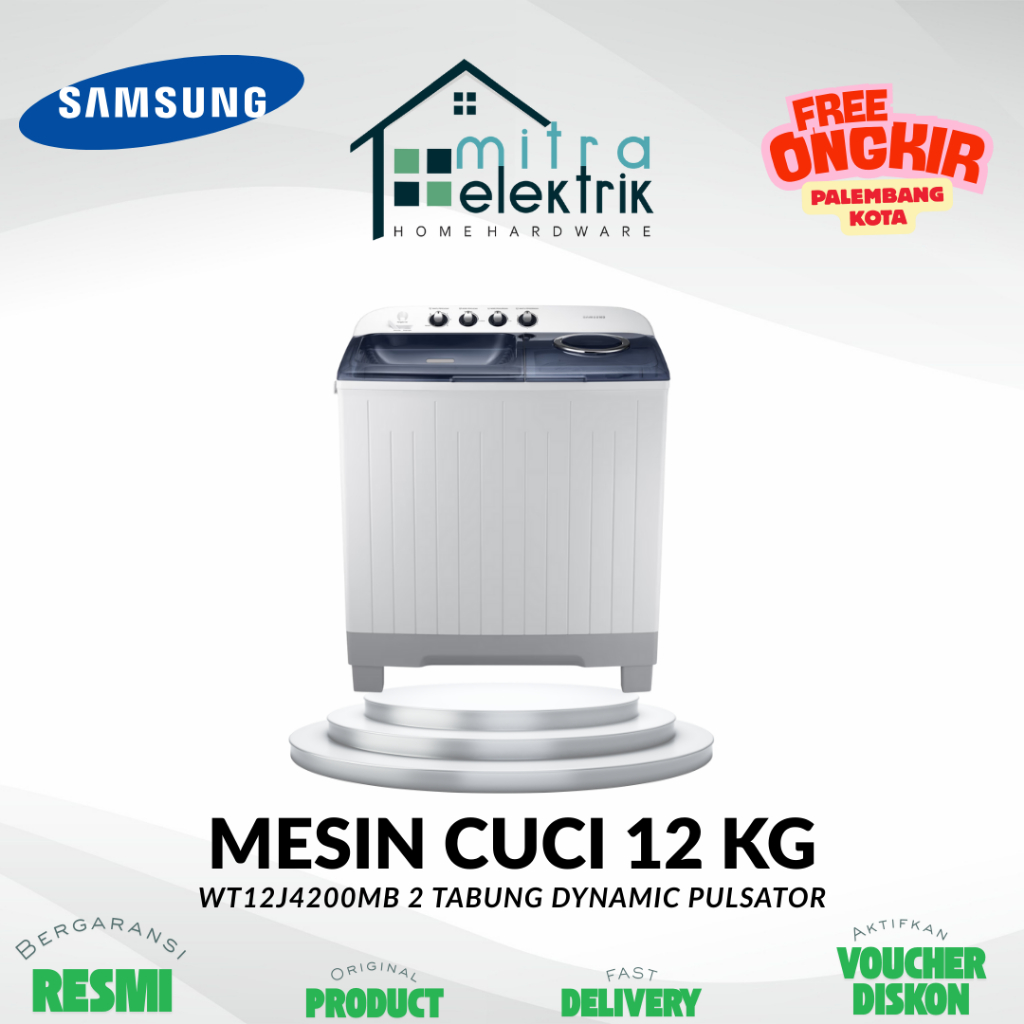 Mesin Cuci SAMSUNG WT12J4200MB 2 Tabung 12 Kg Dynamic Pulsator