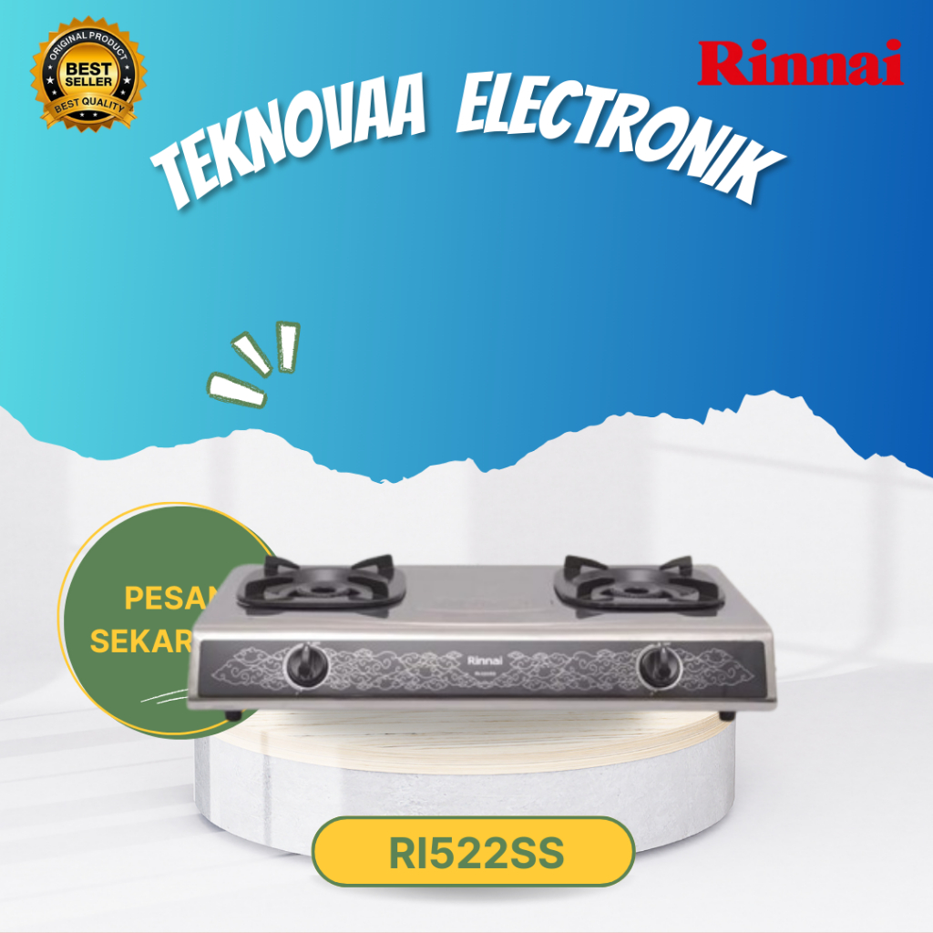 RINNAI KOMPOR GAS RI522SS 2 Tungku/RI-522SS/RI 522SS/ Api Sun Bunner/RI 522SS/Kompor Bergaransi Ori