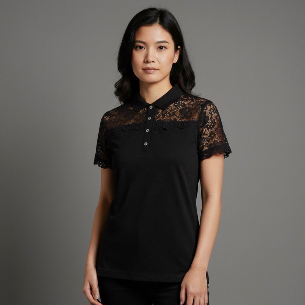 Kaos Polo  Wanita CROCODILE Black Wanita Olahraga Original Second Preloved ne