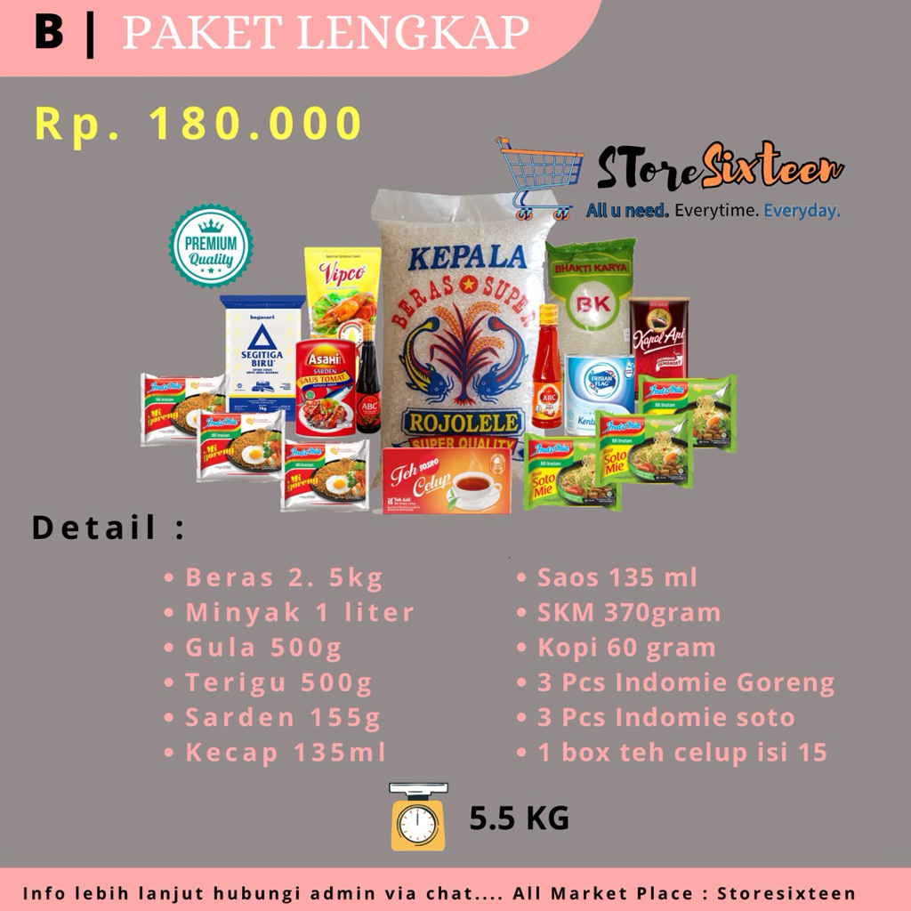 Paket Sembako Murah Lengkap B / Paket Sembako Murah By Storesixteen