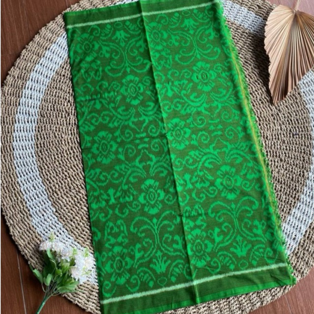 KAIN TENUN ENDEK KHAS BALI MOTIF PATRA HIJAU DIMENSI GRINGSING