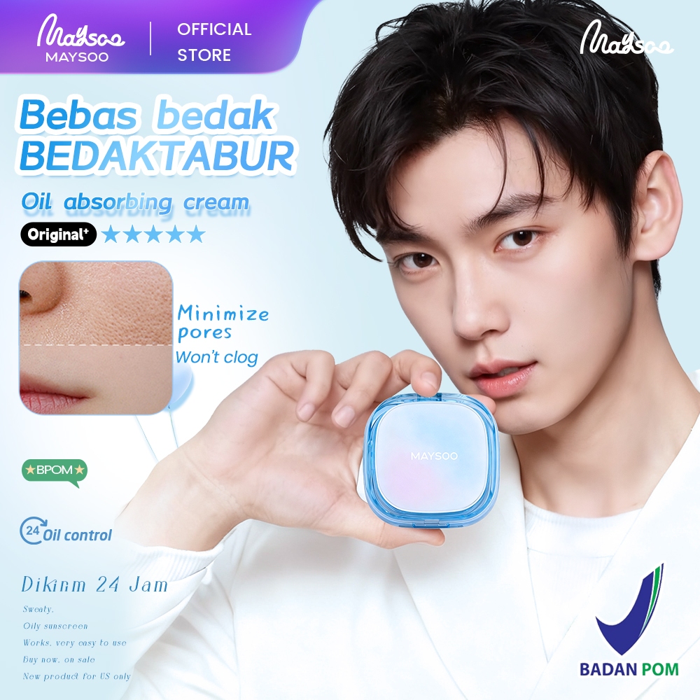 [Promo]Maysoo official store,bedak transparan oil control,Kontrol Minyak transparan Setting Balm/pow